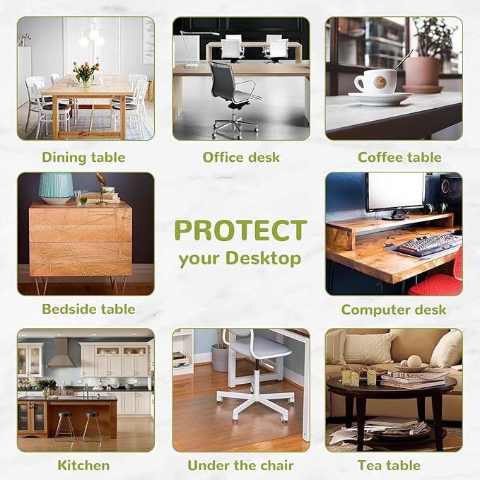 23 x 63 Inch Clear Table Cover Protector, Clear Table Protector for Dining Room Table, 1.5mm Plastic Table Cover, Waterproof Table Pad for Kitchen, Office