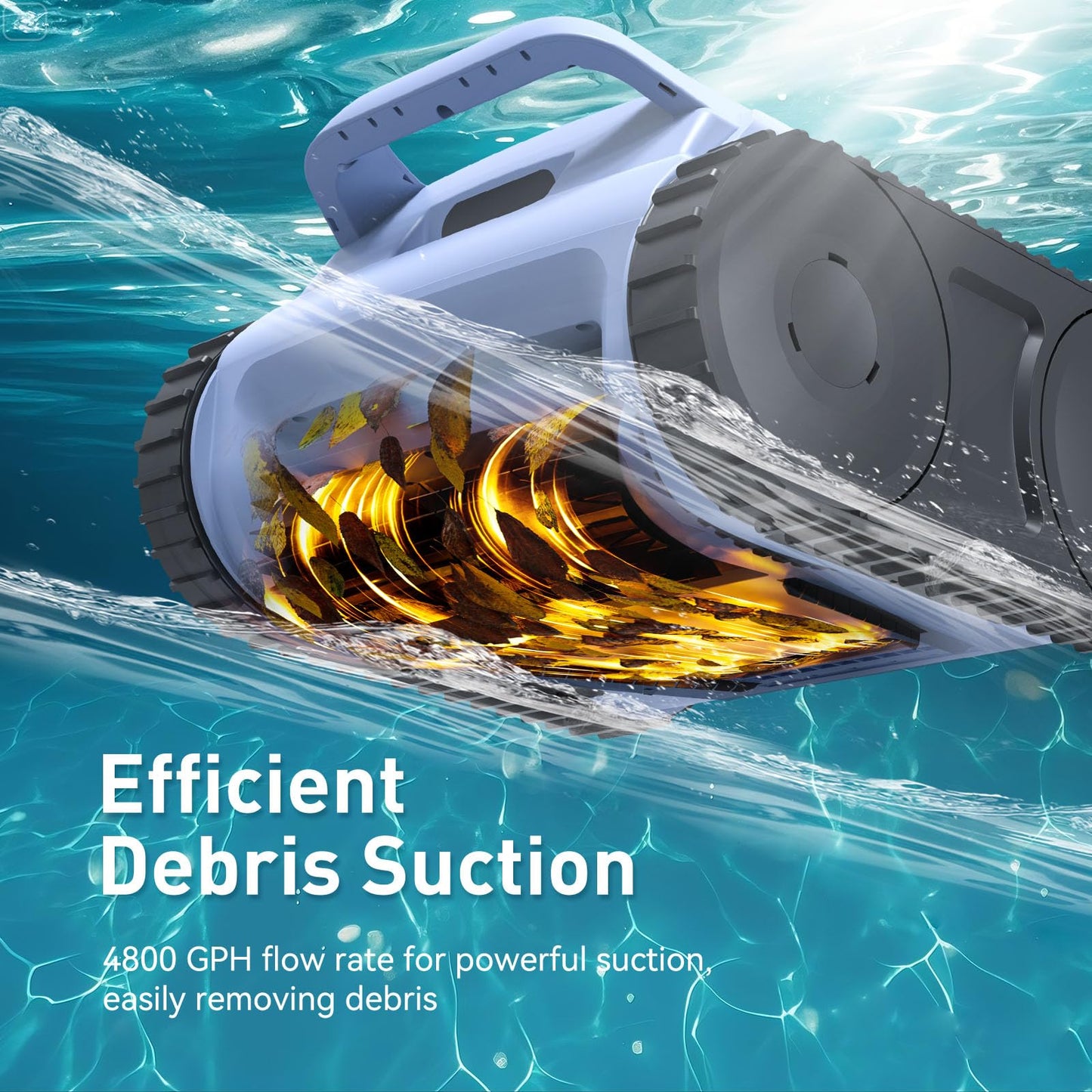 180 Mins Runtime Pool Vacuum for Above Ground Pool, Cordless Robotic Pool Cleaner Up to 2000 Sq.ft, Self-Parking, LED Indicator, Pool Vacuum for Inground Pools for Wall, Floor and Auto Mode (Blue)