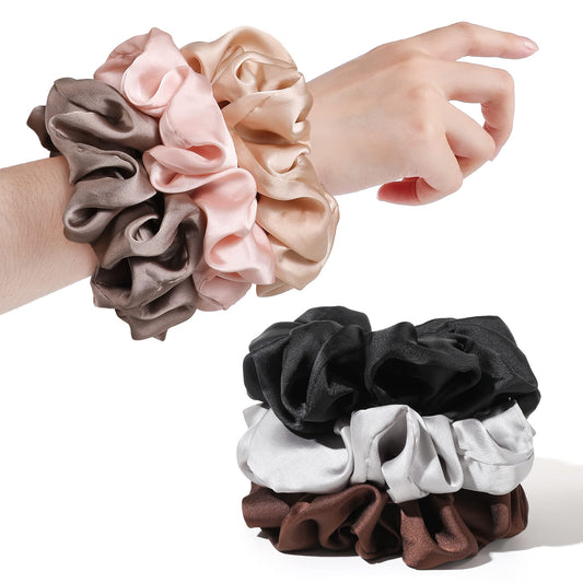 Silk Satin Hair Scrunchies for Women - Big Large Jumbo Scrunchie for Sleep Cute Gaint Oversize Scrunchy for Thick Hair Grils
