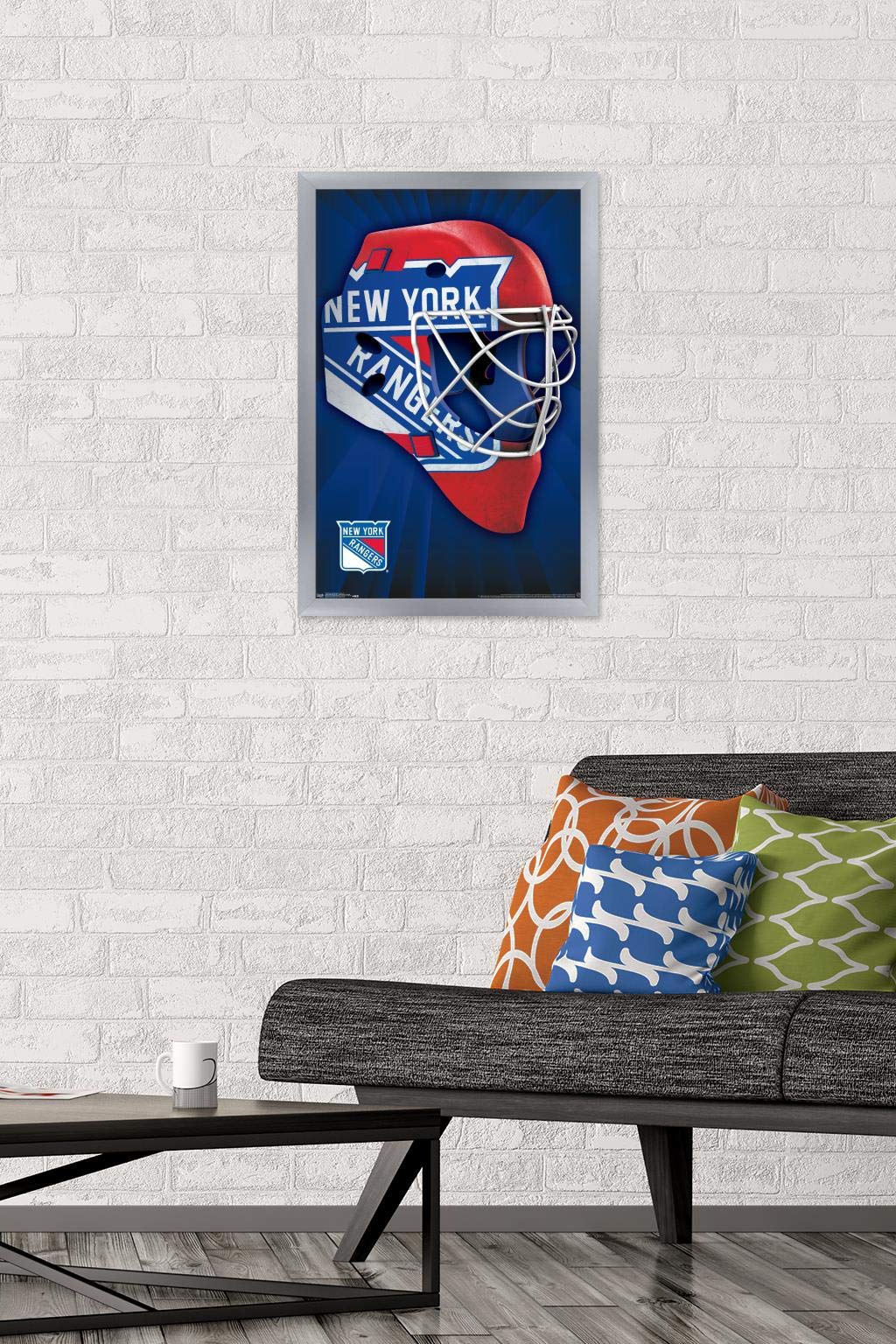 Trends International NHL New York Rangers - Mask 16 Wall Poster, 14.725" x 22.375", Silver Framed Version