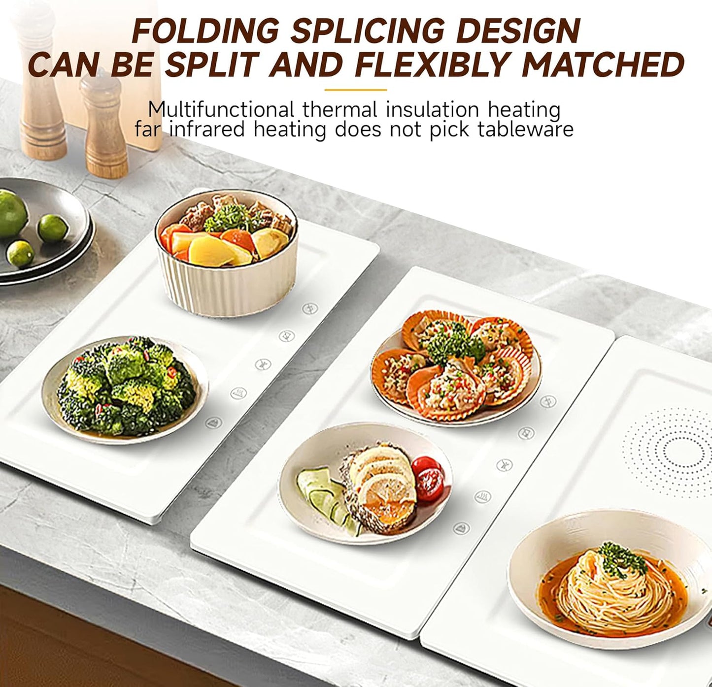 TOPRATED Large Splicing Electric Warming Tray (17x15 inch), Metal Foldable and Portable Heating Warmers Food Warming Mat for Kitchen,Parties, Buffet, Restaurant, Family dinner,Countertop