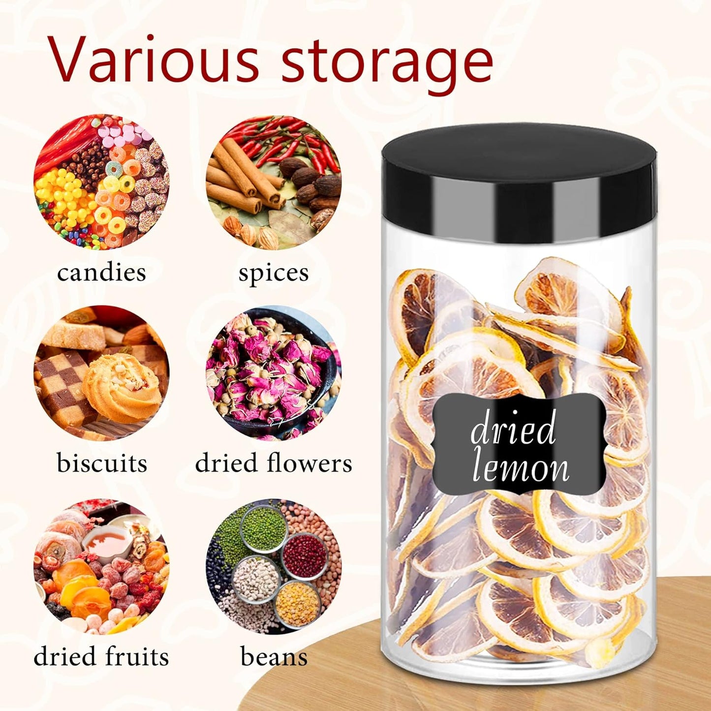 Plastic Jars with Lids 20Pcs 14 oz Clear Plastic Slime Storage Jars Containers with Airtight Leak Proof Black Plastic Screw On Lids Cylinder Clear Round Jar Food Grade Durable PET Jar