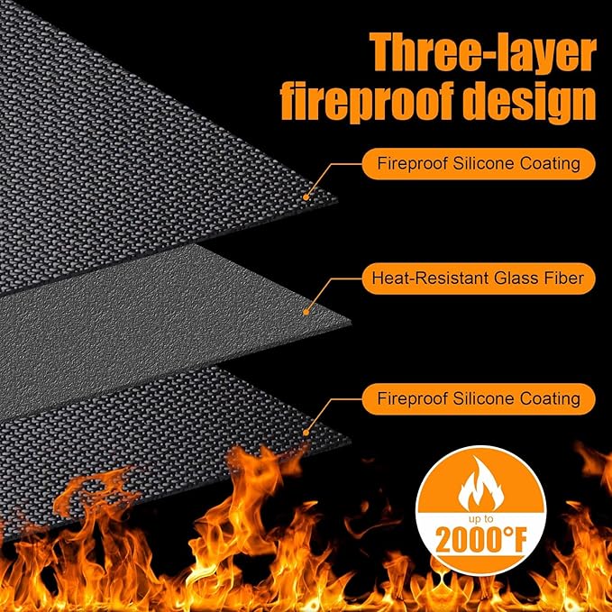 80X48 Inches Extra Large BBQ mats for outdoor grill - Fireproof Deck and Patio Protector, Waterproof and Oil-Proof Barbecue Grill Mat