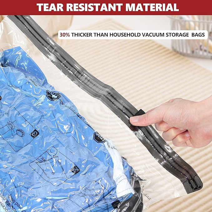 SUOCO Travel Vacuum Bags for Luggage with Portable Electric Pump, 8 Large Packing Seal Bags for Clothing Suitcase Backpack, Space Saver Compression Clothes Storage Bags