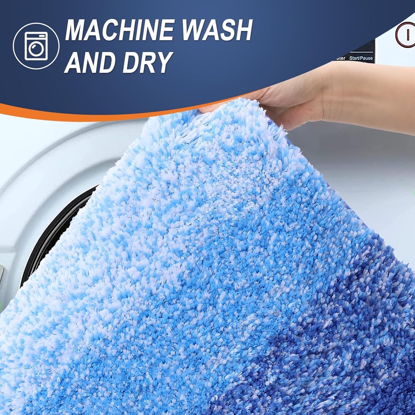 OLANLY Bathroom Runner Rugs 47x20, Extra Soft Absorbent Microfiber Bath Rugs, Rubber Backing, Quick Dry, Washable Bath Mats for Bathroom Floor, Tub and Shower, Home Decor Accessories, Light Royal Blue