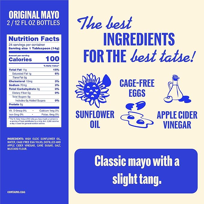 Ayoh Foods, Mayo Gone Wild, Made by Molly Baz - Easy to Squeeze, Perfect for; Sandwiches, Burgers, Fries, Nuggets, Wraps & Dips (Original Mayo)