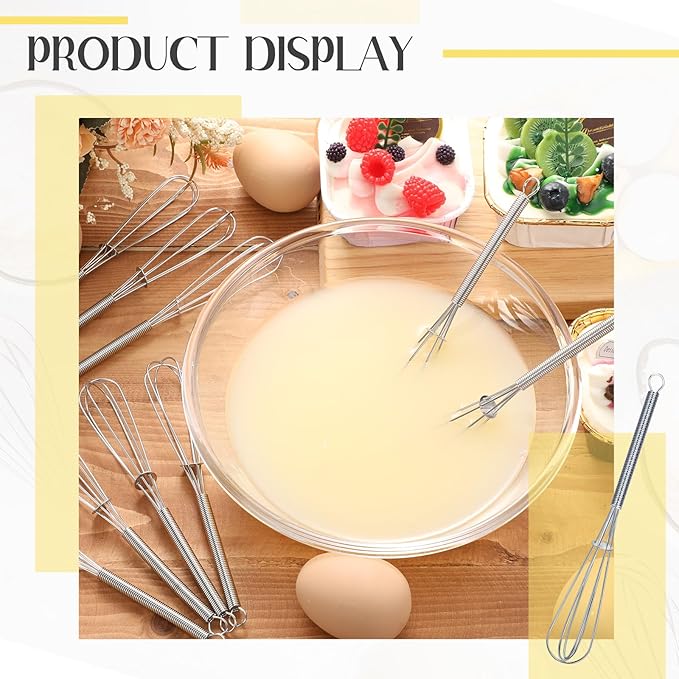 Baderke 10 Pcs 6 Inch Mini Whisk Bulk Small Whisks for Cooking 304 Stainless Steel Tiny Whisk for Baking, Whipping, Beating Eggs, Mixing Sauces, Blending Ingredients