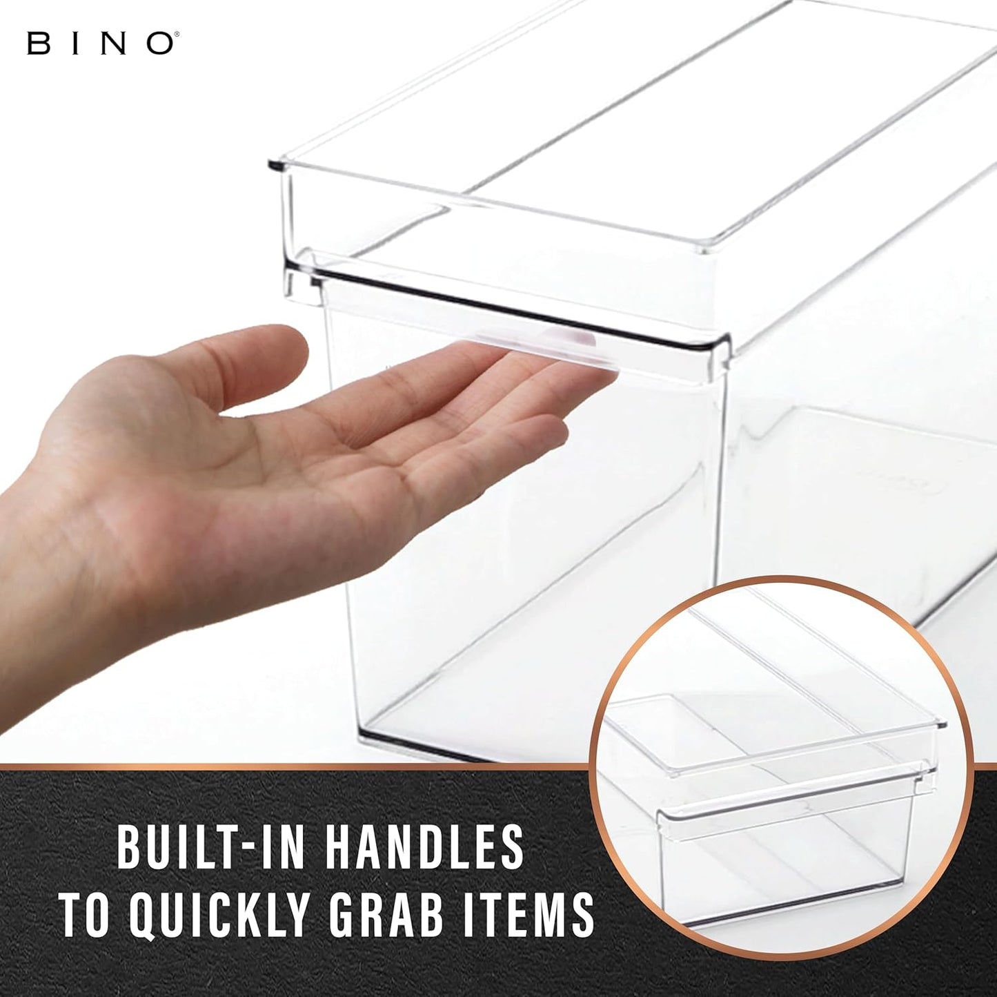 BINO | Plastic Storage Bins, X-Large | THE HANDLER COLLECTION | Multipurpose Organizer Bins | Kitchen Pantry Organizers and Storage | Clear Containers for Organizing Home | Freezer Organizer
