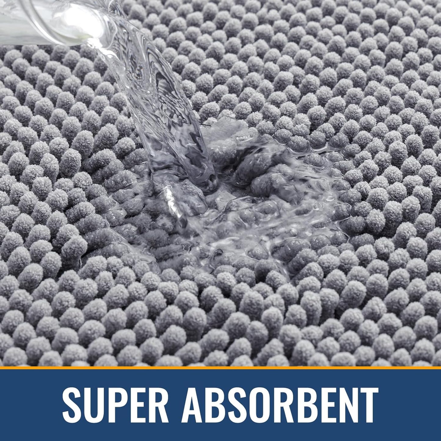 Arotive Bathroom Rugs 34x21, Extra Soft Absorbent Shaggy Chenille Bath Rugs, Machine Washable Rubber Backing Non-Slip Bath Mats for Bathroom Floor Tub and Shower, Home Decor Accessories, Grey