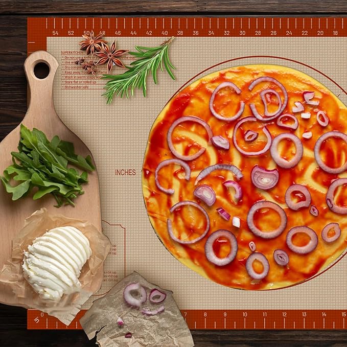 Silicone Baking Mat, 24" x 16" Baking Mat, Pastry Rolling Sourdough Baking Mat Supplies for Making Pizza, Pie, Cookies, Bread