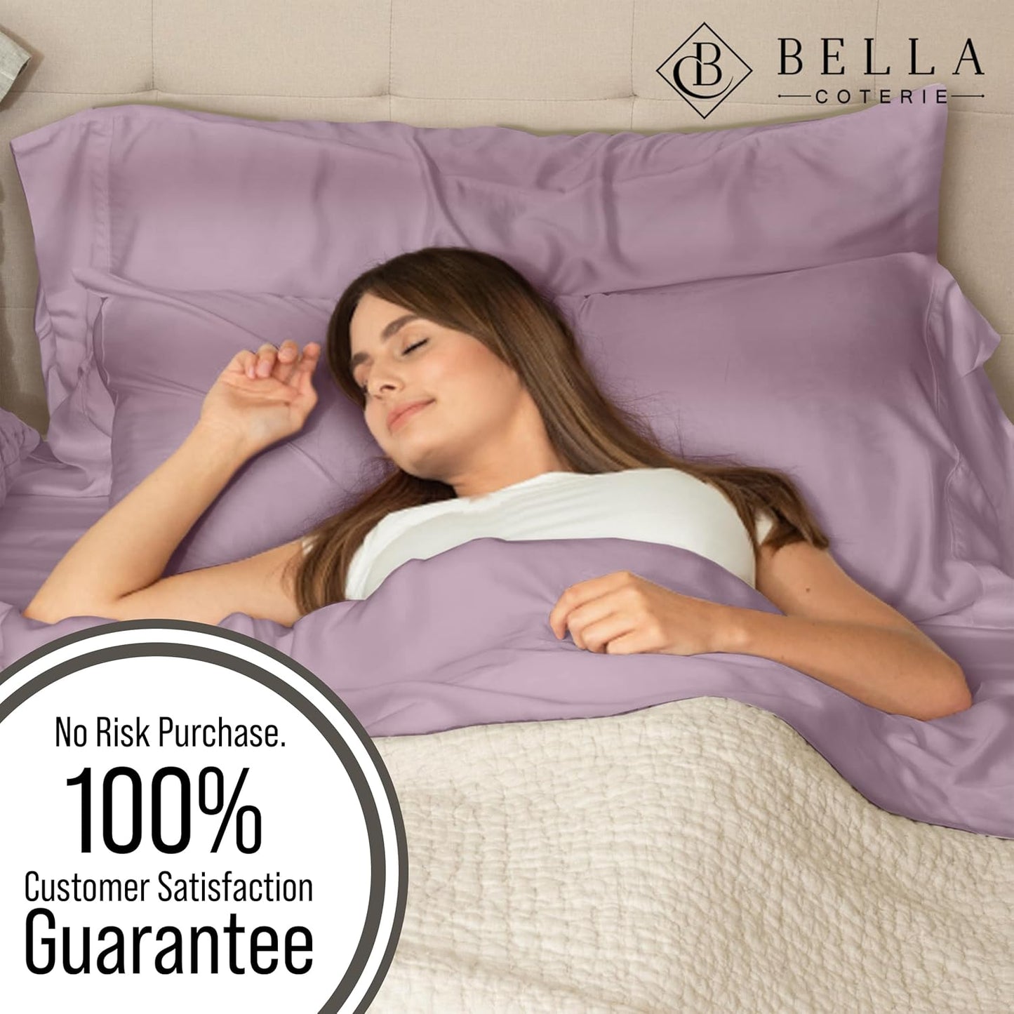 Bella Coterie Luxury Bamboo Viscose Queen Size Sheet Set | 100% Organically Grown | Ultra Soft | Cooling for Hot Sleepers | 18" Deep Pocket [Lilac]