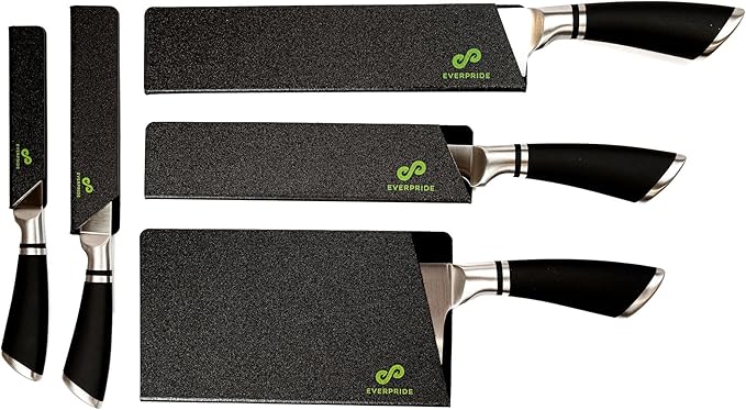 EVERPRIDE 5 PIECE Chef Knife Guard Set Universal Blade Edge Cover and Knife Sheath Set for Chef and Kitchen Knives Durable BPA-Free Felt Lined Sturdy ABS Plastic Knife Storage and Protection