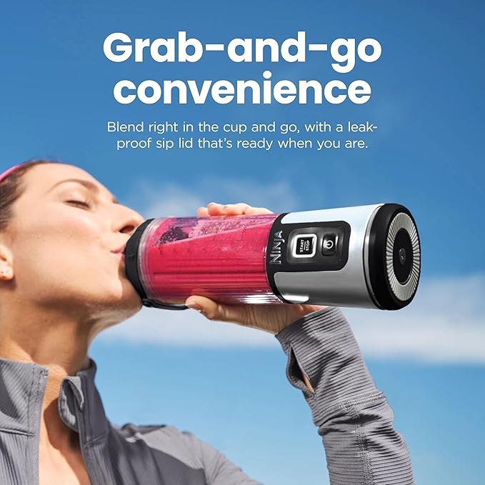 Ninja BC151PR Blast Portable Blender, Cordless, 18oz. Vessel, Personal Blender-for Shakes & Smoothies, BPA Free, Leakproof-Lid & Sip Spout, USB-C Rechargeable, Dishwasher Safe Parts, Passion Fruit