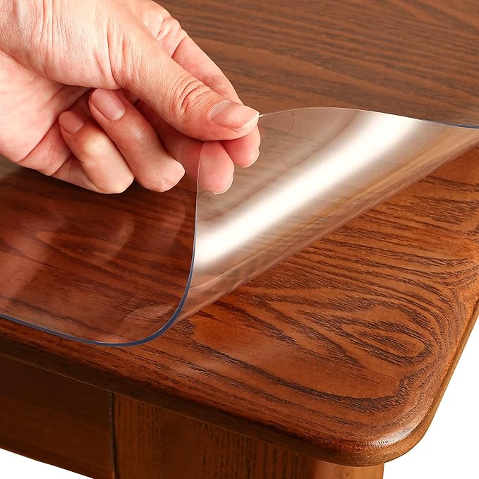 Clear Table Cover Protector Rectangle 42 x 60 Inch, 1.5mm Transparent Plastic Table Protector Waterproof, Anti-Scratch Clear Desk Mat for Office Desktop Dresser Dining Table, FDA Compliant