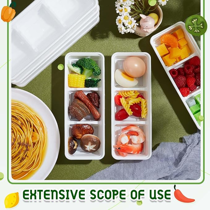 Hushee 10 Pack 17 oz Small Meal Prep Containers with 3 Compartments Snack Containers with Lid Disposable Plastic Bento Box Travel Lunch Food Boxes Stackable for Office Picnic (White)