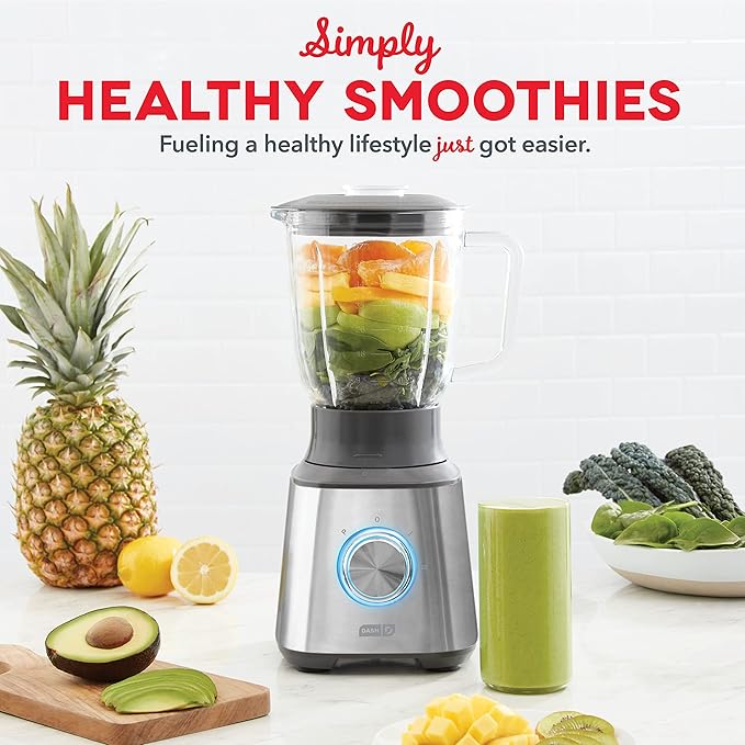 Dash Quest 50 oz Countertop Kitchen Blender, Professional Heavy Duty High Speed Processor and Mixer, Stainless