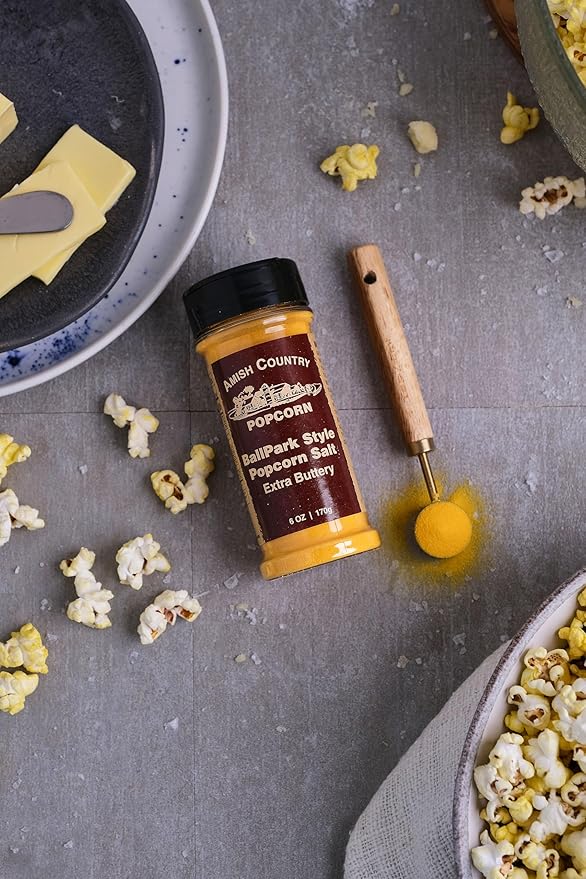 Amish Country Popcorn | Seasoning Variety Pack | BallPark Style Buttersalt - 5.5 oz and White Cheddar Cheese - 3.8 oz | 2 Pack Popcorn Seasoning