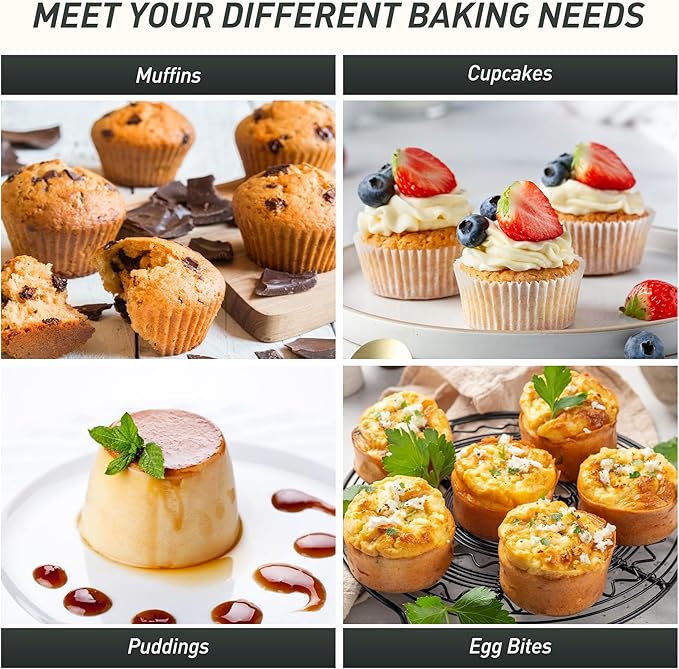 Socisen 2 Pack 24 Cups Silicone Mini Muffin Pan with Metal Reinforced Frame Silicone Molds Cupcake Cake Baking Cheesecake Pans Cookie Baking Chocoflan Cupcake Mold Mini Bundt Cake Pan Women Gift
