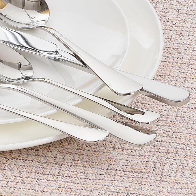 HIKAA 20-Piece Silverware Set for 4, 18/10 stainless Steel Flatware Set, Mirror Polished Cutlery Set, Dishwasher Safe Utensils for Home, Restaurant, Wedding Gift