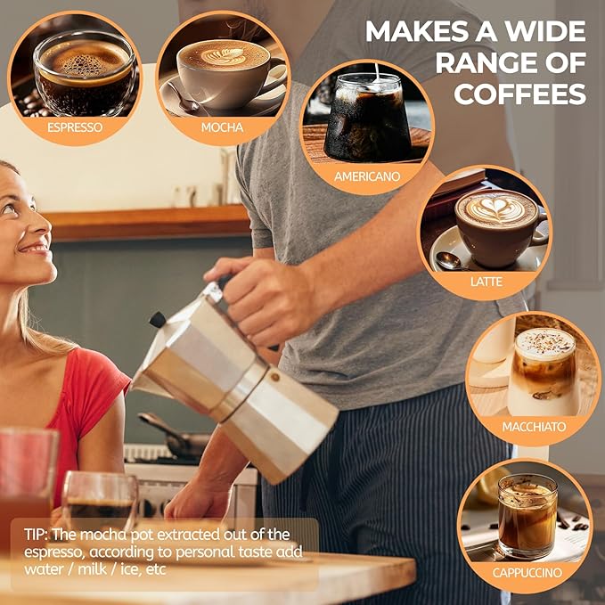 Aluminum 12 Cup 600ml Moka Pot Express Coffee Maker Stovetop Espresso Percolator Coffeemaker Italian Classic Style Brewing Greca Cafe Mocha Machine for Cafeteras Lover Camping Travel and Home Use 20oz