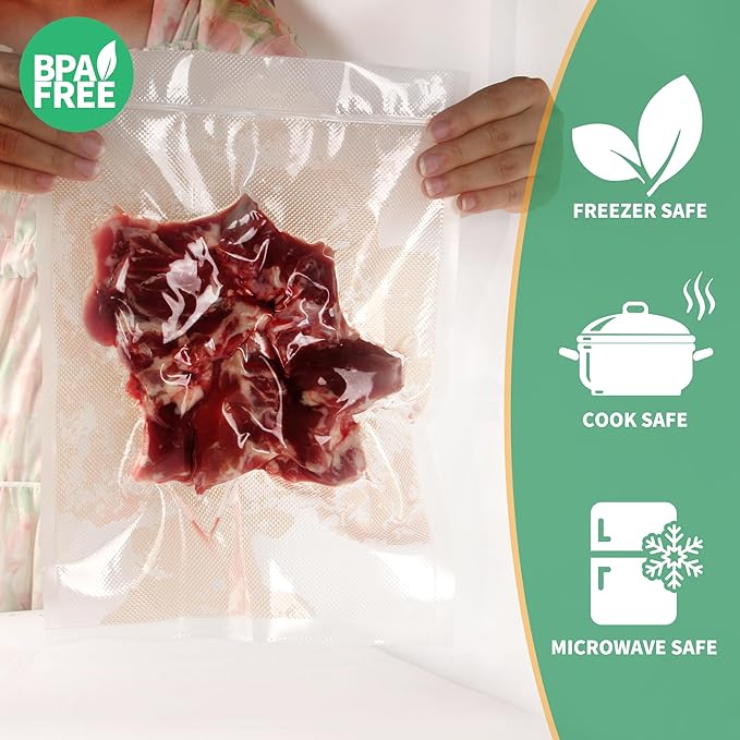 VanruVida Vacuum Sealer Bags for Food,5” x 8”,6” x 10”,10” x 14”,60 Count,Commercial Grade Textured Pre-Cut Seal Bags,BPA Free Food Storage Bags for Freezer, Meal Prep, or Sous Vide