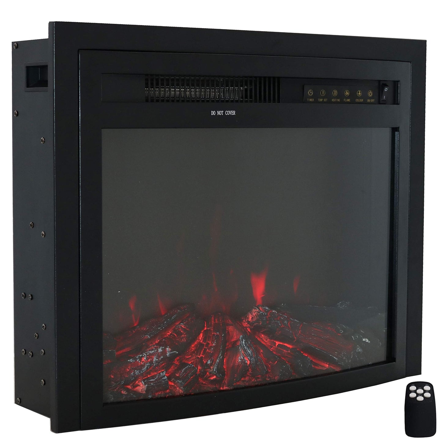Sunnydaze Black Contemporary Indoor Electric Fireplace Insert - Wall Mount Electric Fireplace Heater with 9 Color Options - 23-Inch
