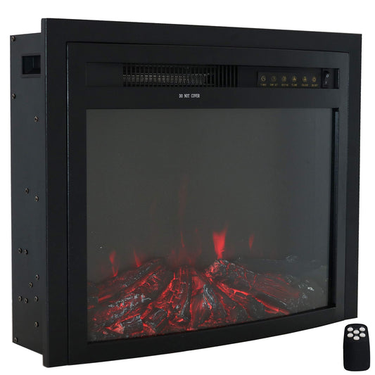 Sunnydaze Black Contemporary Indoor Electric Fireplace Insert - Wall Mount Electric Fireplace Heater with 9 Color Options - 23-Inch