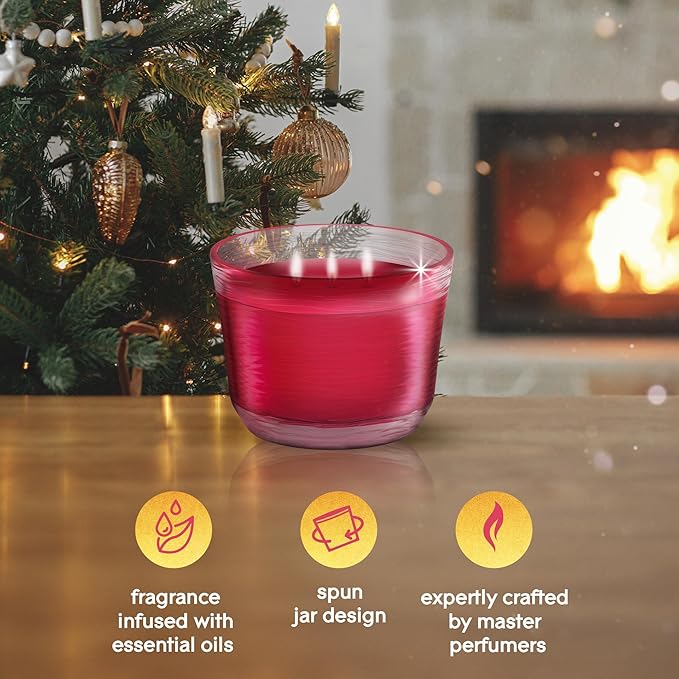 Glade 3-Wick Scented Candle Jar, Pomegranate & Currant, Air Freshener Infused with Essential Oils, 6.8 Oz, 3 Count
