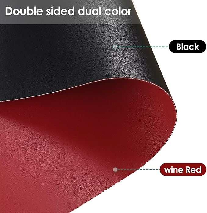 Table Protector Pad for Dining Room Table - Can Be Used On Both Sides Waterproof and Easy to Clean Good Flatness Used for Dining Table(Black+Wine Red 46x96)