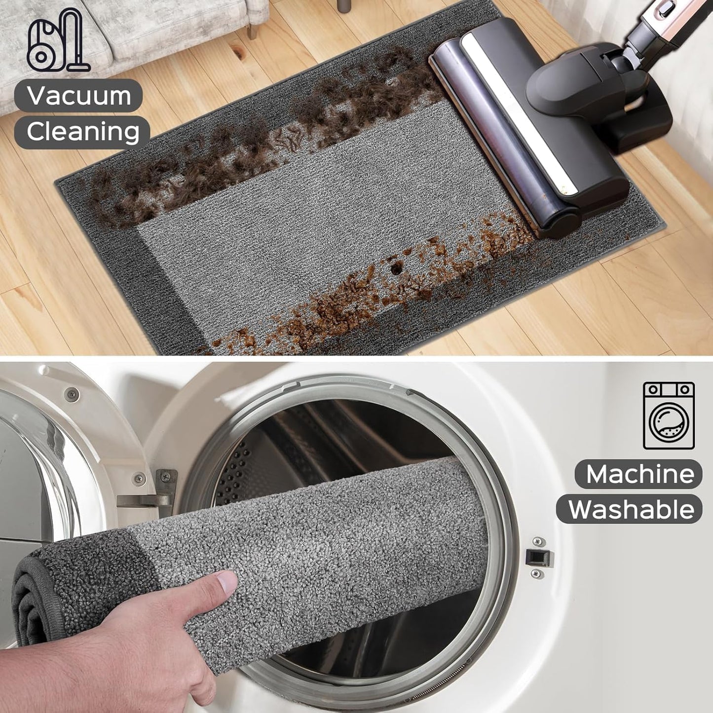 Machine Washable Kitchen Rug 32" x 72", Non Slip Indoor Door Rug, Absorbent Entrance Runner Rug for Bedroom, Hallway, Bathroom, Floor (Roll Packing)