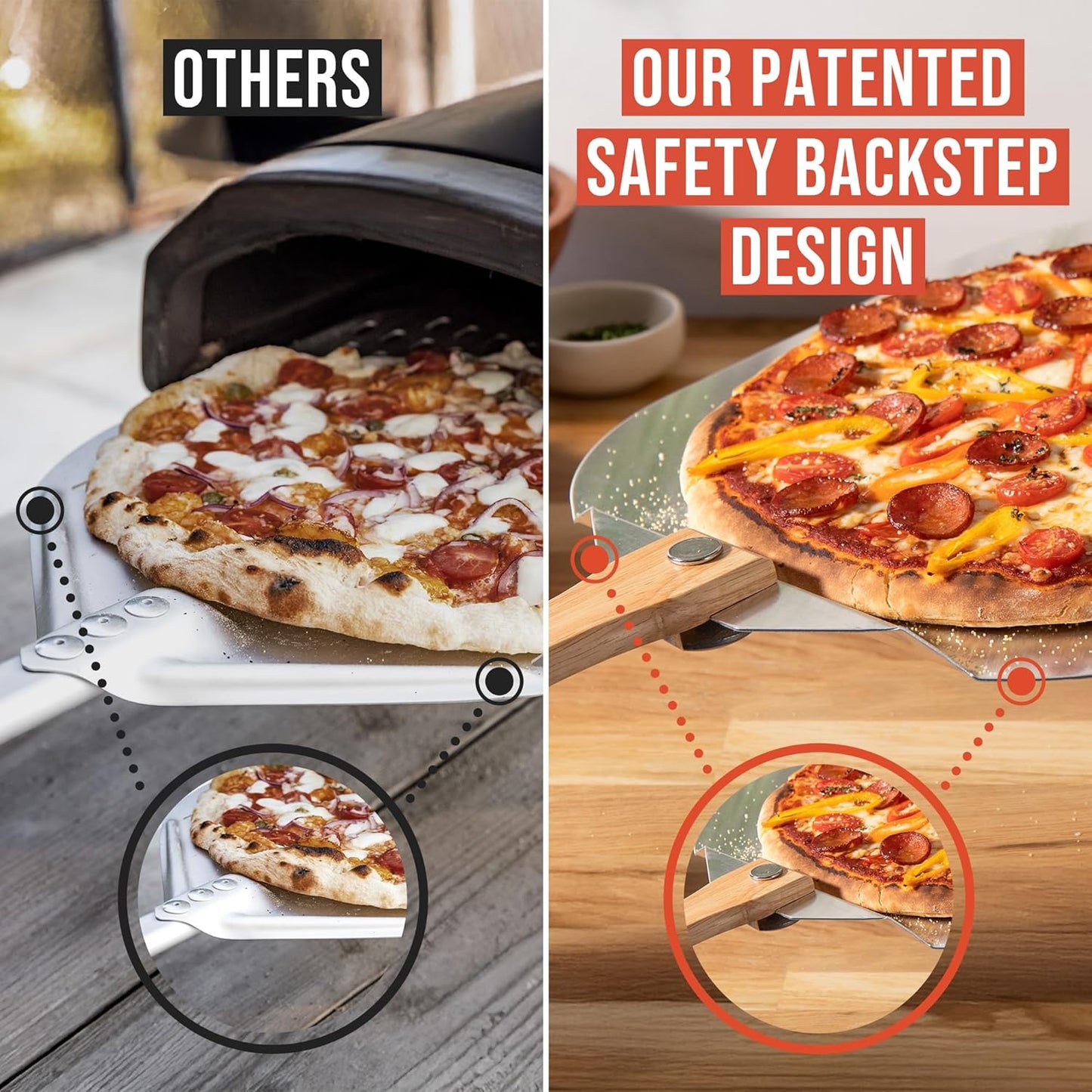 Chef Pomodoro Pizza Peel 16 inch, Pizza Spatula with Foldabe Wood Handle for Easy Storage, Pizza Accessory for Homemade Pizza