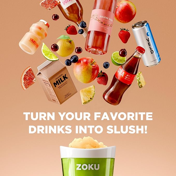 ZOKU Original Slush and Shake Maker, Slushy Cup 3 Pack for Quick Frozen Homemade Single-Serving Slushies, Fruit Smoothies, and Milkshakes in Minutes, Blue/Red/Green Set of 3
