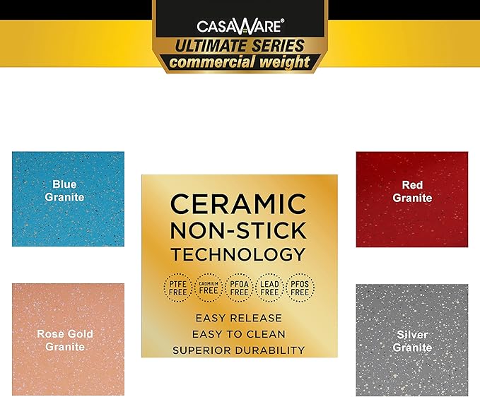 casaWare 2pc Ultimate Commercial Weight 15 x 10 x 1-Inch Cookie Sheet Set (Red Granite)