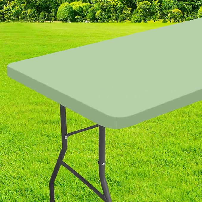 homing Rectangle Table Cloth Cover, Waterproof Polyester Elastic Fitted Tablecloth, Fits for 4 Foot Folding Tables, Washable Table Protector for Picnic, Camping, Outdoor (Green, 30" x 48")