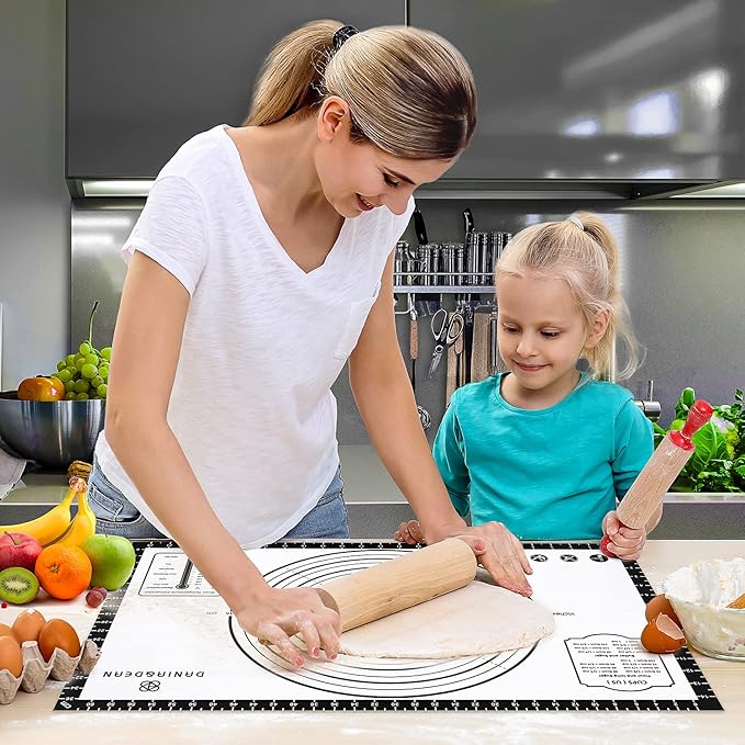Pastry Mat, 28" x 20" Food Grade Silicone Extra Large Non Stick Baking Sheet Mat with Measurement for Making Cookies,Macarons,Bread and Pastry