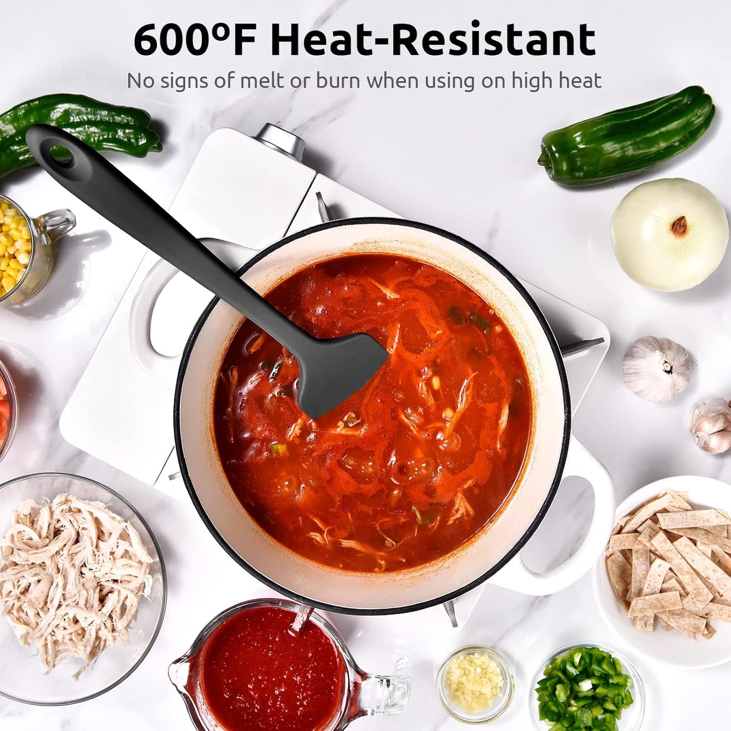 14in Extra Large Silicone Spatula: U-Taste 600ºF Heat Resistant Flexible Silicon Mixing Stirring Cooking Scraping Baking Bowl Scraper Seamless Spreader for Kitchen Nonstick Cookware (Black)