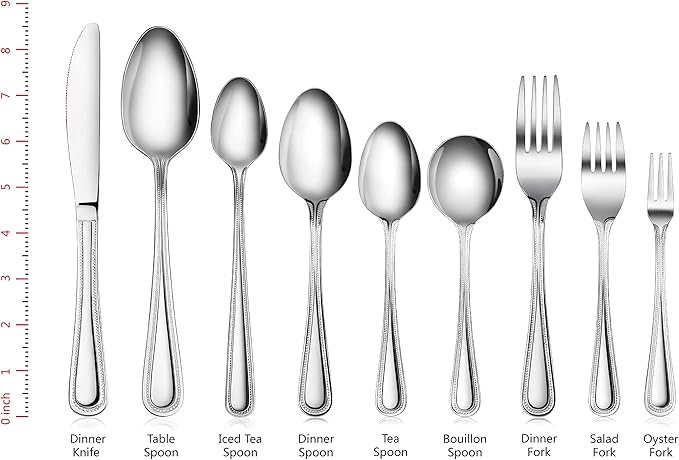 New Star Foodservice 58505 Bead Pattern 18/0 Stainless Steel, Oyster Fork 6-Inch Set of 12