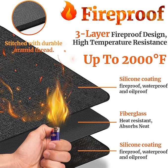 90 ×48 inches Under Grill Mat Fit Blackstone 28in & 36in Griddle/ Griddle Mat for Blackstone, Grill Mat for Outdoor Grill, Grilling Mats BBQ Mats for Grilling to Protect Deck Patio Pavers Gas Grills