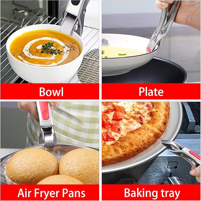 Mu&Ti Hot plate gripper For Instant Pot accessories, For Microwave, Oven,Toaster (Safe for Air Fryer Pans Gripper,Bowls, Egg Custard, Hot Plates) Stainless Steel Heat-Resistant Kitchen Gripper(Green)