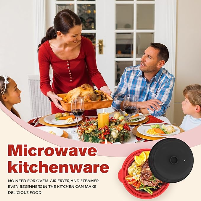 Microwave Steamer for Vegetables | Microwave Grill Pan & Steamer Bowl | Microwave Silicone Cookware | Microwave Popcorn Popper | Dishwasher Safe
