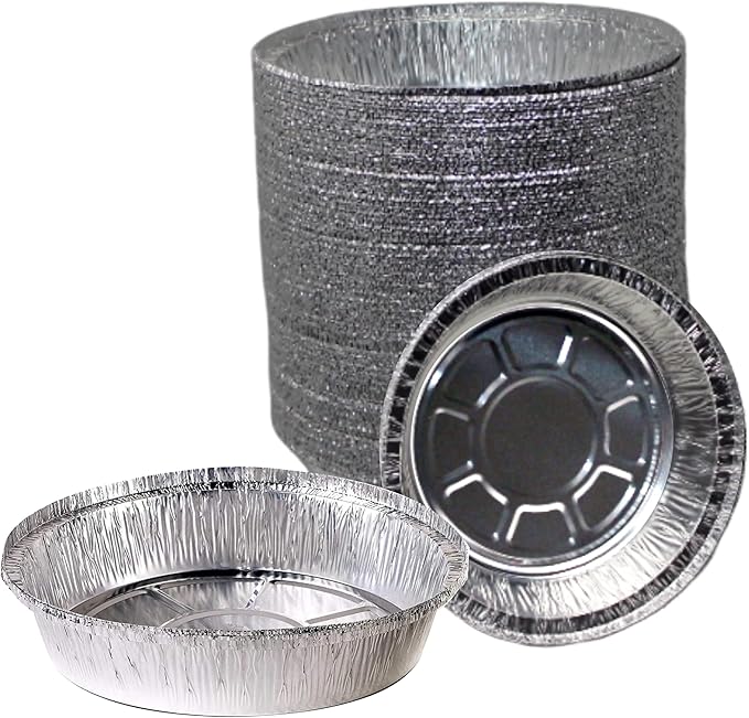 EcoQuality 6" Round Aluminum Foil Pans - Disposable Containers with Foldable Walls for Pie Baking, Cooking, Serving, Reheating, and Storing - Freezer and Oven Safe Tart Pan 150 Pack