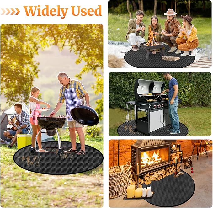 38" Round Fire Pit Mat for Solo Stove Bonfire/Under Grill Mat for Outdoor Grill Fireproof Waterproof Oil-Proof, 4 Layers Fireproof Mat Fireplace Mats BBQ Solo Stove Mats for Deck Patio Grass Smoker