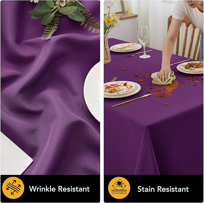 10-Pack Purple Tablecloths for Rectangle Tables, 60 x 120 Inches, Stain-Resistant Polyester Fabric for 6 Foot Tables - Washable Table Covers for Weddings, Banquets, Birthday Parties, Events