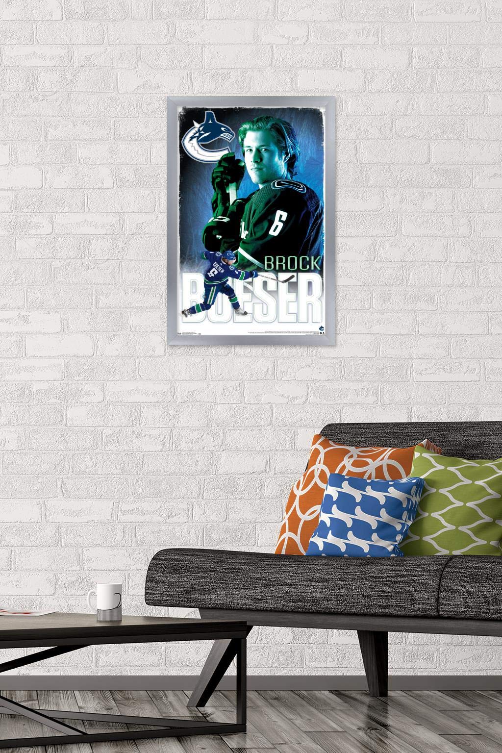 Trends International NHL Vancouver Canucks - Brock Boeser 18 Wall Poster, 14.725" x 22.375", Silver Framed Version