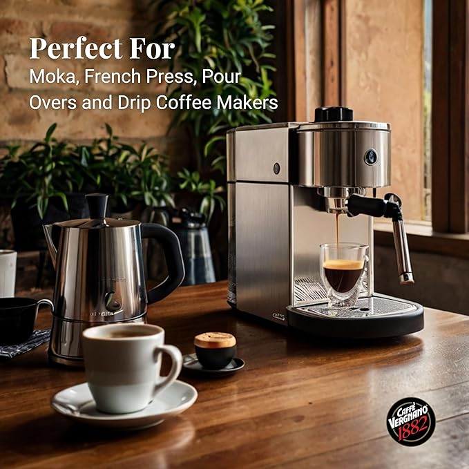 Caffe Vergnano Whole Bean Coffee Gran Aroma 1.1 lb Bag - Medium Roast Espresso Beans Whole, Italian Coffee Beans, Cocoa Spice Dried Fruit Notes - For Moka Pot, French Press, Coffee Maker