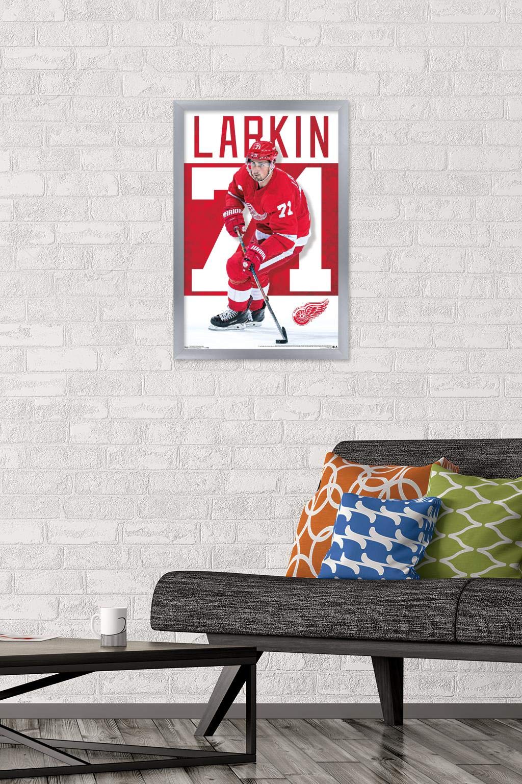 Trends International NHL Detroit Red Wings - Dylan Larkin Wall Poster, 14.725" x 22.375", Silver Framed Version