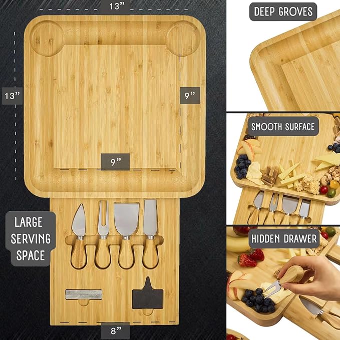 Personalized Charcuterie Board Cheese Board and Knife Set, Engagement Gifts, Customized Wedding Gifts for Couples Anniversary Gift Engraved Birthday House Warming Gifts (Personalized Cheese Board)