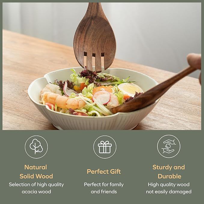 Muso Wood Acacia Salad Servers,10-inch,set of 2 (Acacia salad servers)