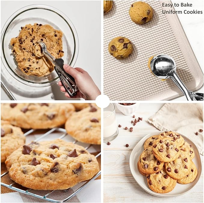 Extra Mini Cookie Scoop for Baking, 1 tsp / 5 ml Cookie Scooper, 18/8 Stainless Steel Cookie Scooper for Baking, Cookie Dough Scoop with Non-slip Grip (25mm)