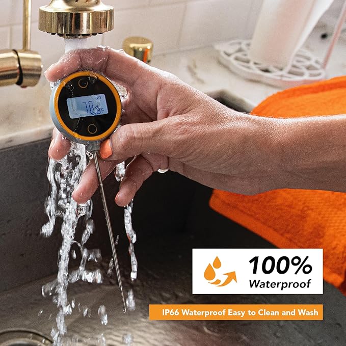 Pocket Pro 1-Second Instant Read Digital Meat Thermometer Rechargeable for Grilling, Food, BBQ, Kitchen Cooking, Oil Deep Frying & Candy (Iced Mango)